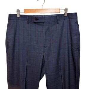 Lauren Ralph Lauren Mens Blue Classic-Fit Windowpane Trousers Dress Pants 35x31